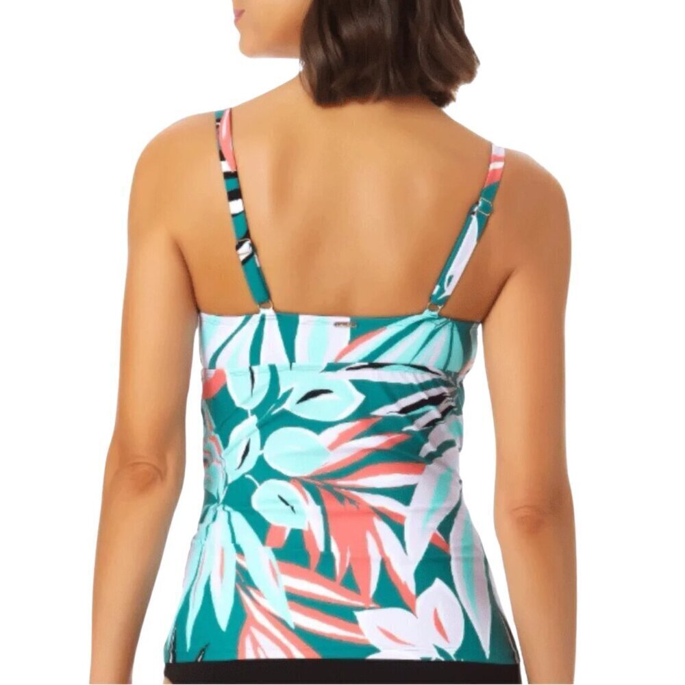 NEW Anne Cole Surplice Underwire Tankini Top in Zesty Tropical Sz. 32DD/34D - Picture 2 of 5